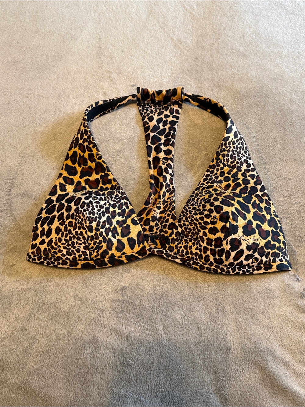 Victoria’s Secret Very Sexy Leopard Print Halter Bikini Top - Brown & Black S
